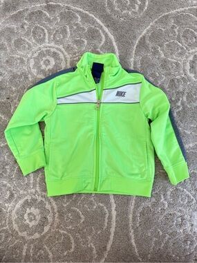 Nike Neon Green and Gray Kids Full-Zip Track Jacket